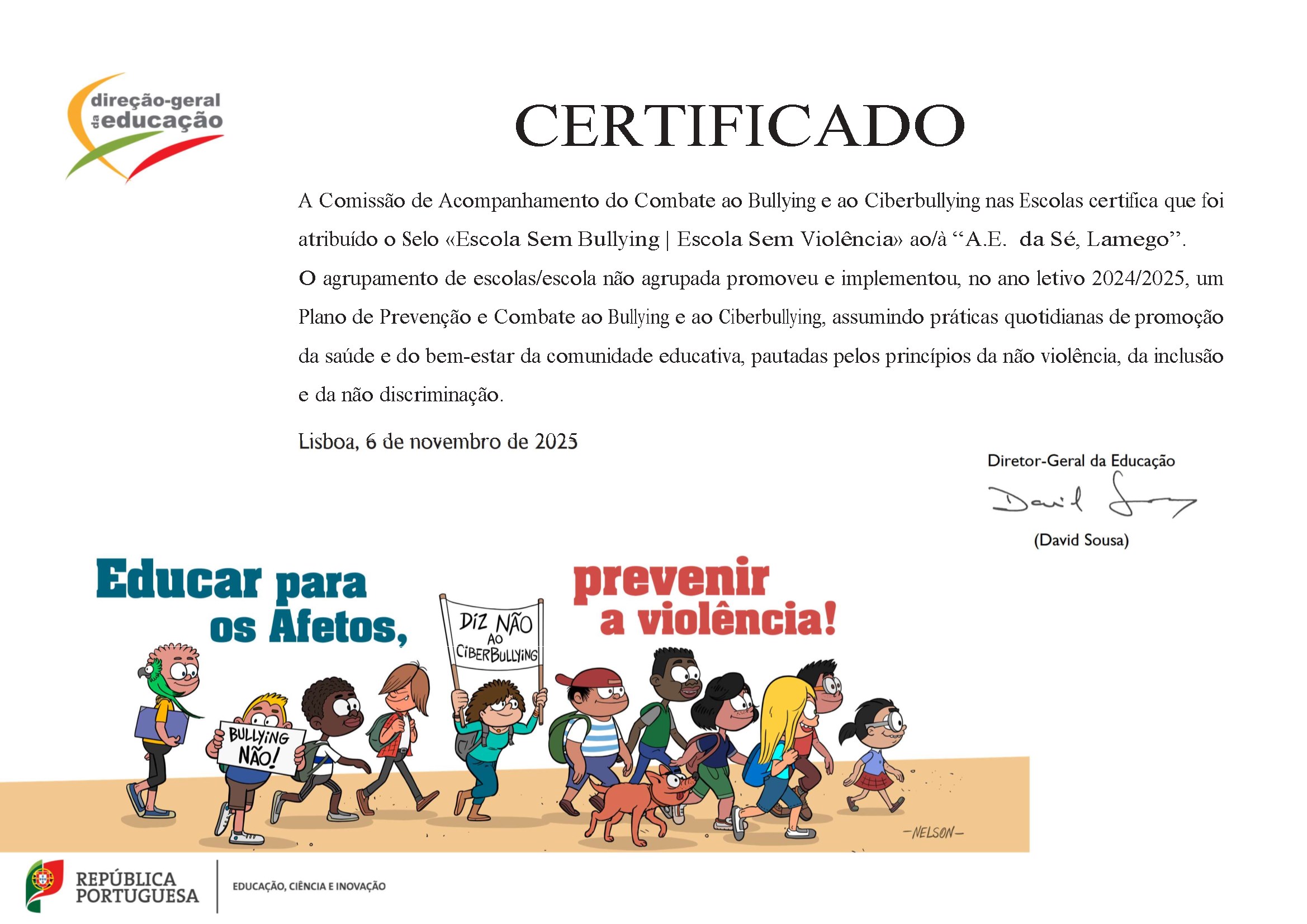 Certificado Escola Sem Bullying