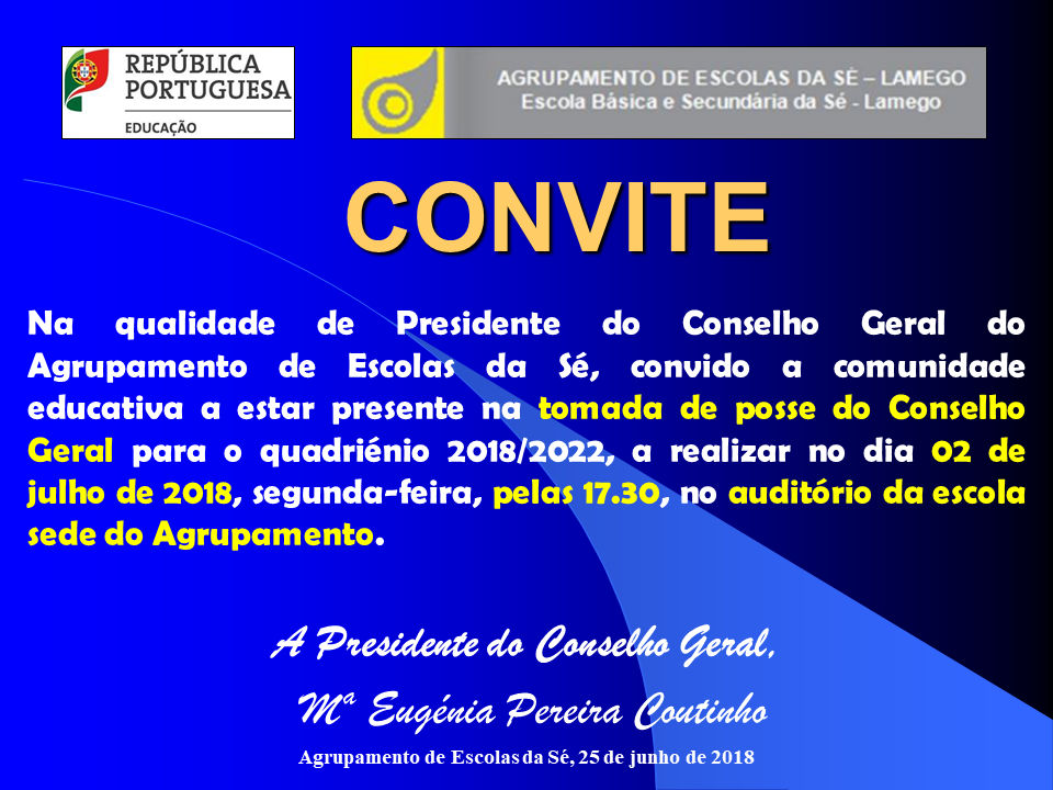 Convite Tomada Posse Conselho Geral