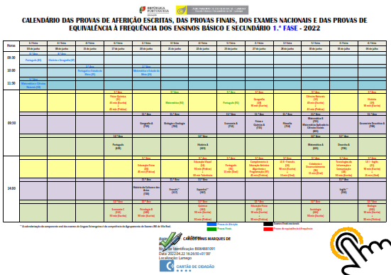 Calendario 1 Fase Exames 2022 clique